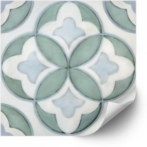  Tiles Sticker -  Blue floral pattern  / 02 / Set of 24