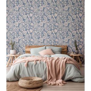 Blue Floral Wall Paper Design