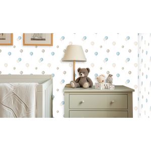 Blue and Beige Balloon Wall Paper