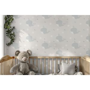 Adorable Whale Pattern Wall Paper